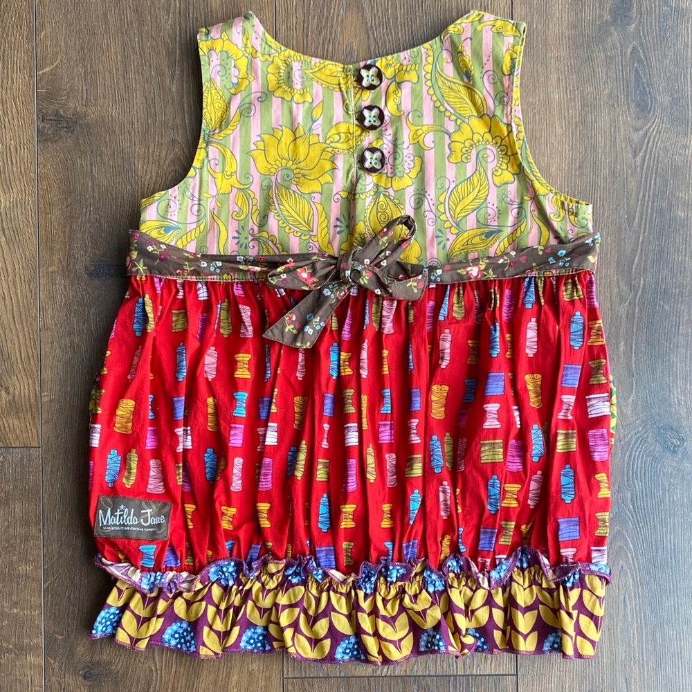 Matilda Jane Paint By Numbers Shasta Bubble Top Jester Red Girls Size 8 - Picture 4 of 6